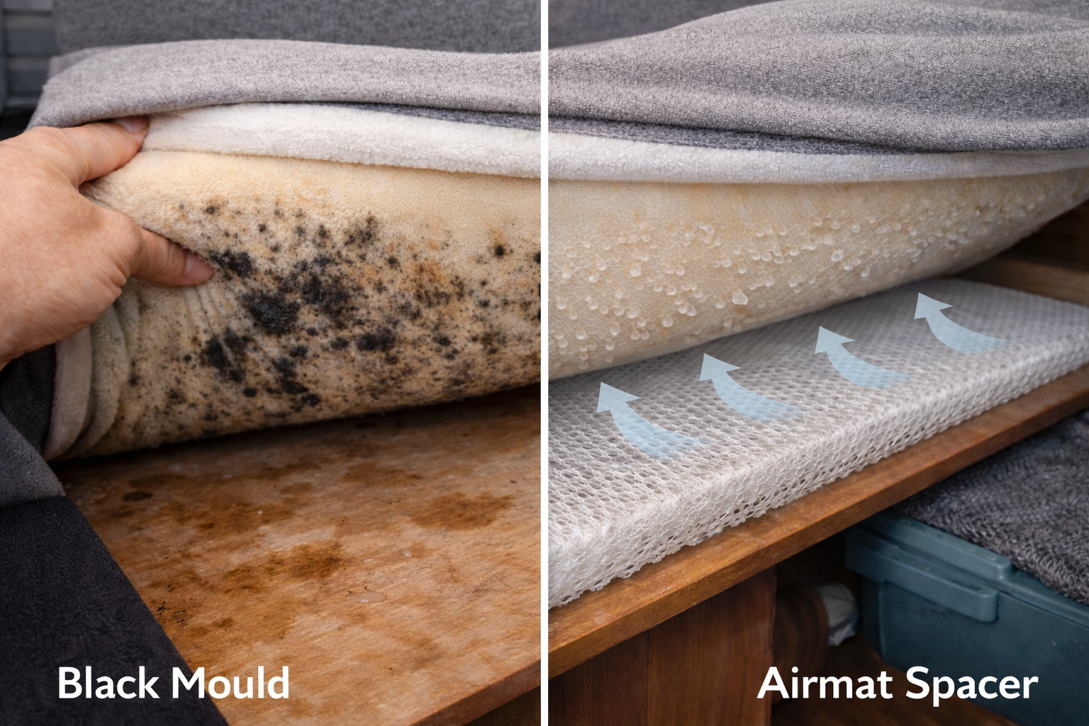 airmat spacer showing airflow under mattress to prevent damp and condensation
